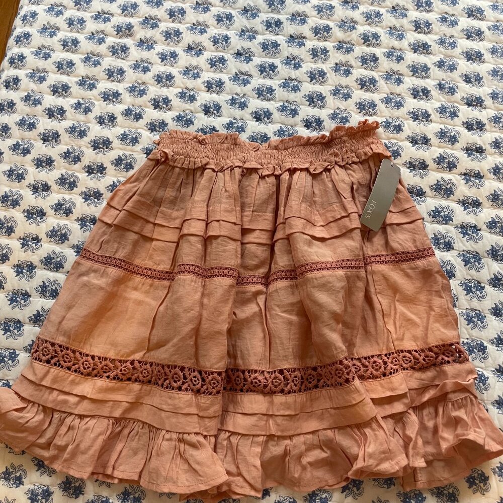 NWT – NEVER WORN – Barok Paris Pink/Nude Boho Short Skirt – 100% Cotton - S-M